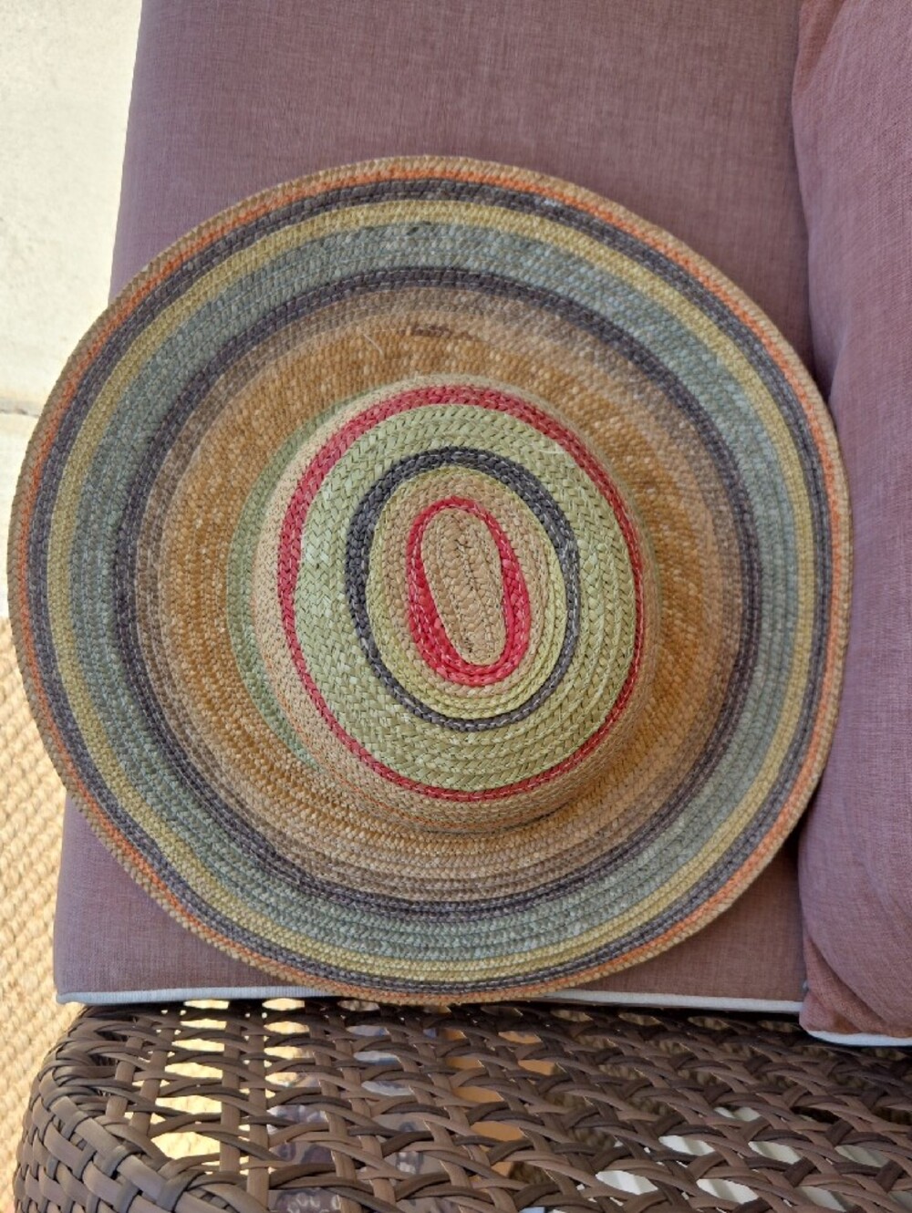 Liz Claiborne Straw Sun Hat with Multicolor Rings